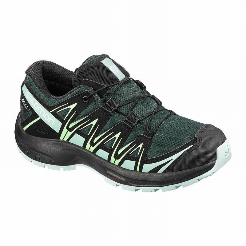 Salomon Singapore Kids Hiking Shoes - XA PRO 3D CLIMASALOMON™ WATERPROOF Green/Black | 97510-GMSD